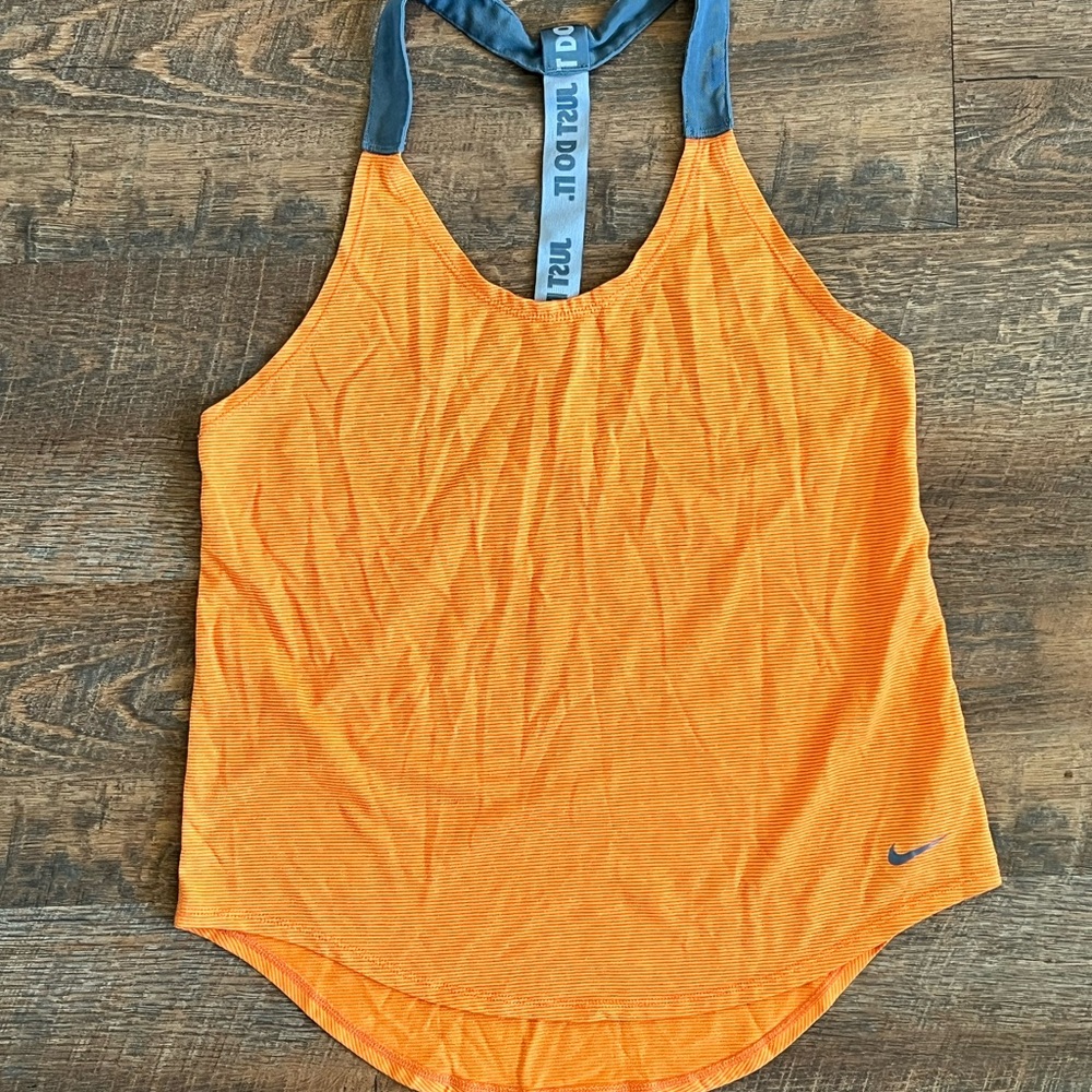Nike Women's Bright Orange and Gray Tank Top